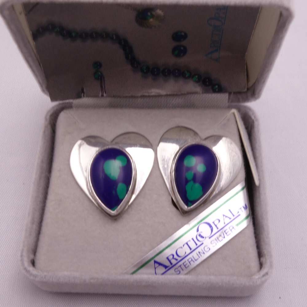 Arctic Opal Sterling Silver Earrings - New in Box